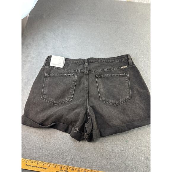 Kancan Jean Shorts Womens XL Black Hi Rise Distressed Cuffed Hem Shortie - Picture 8 of 9